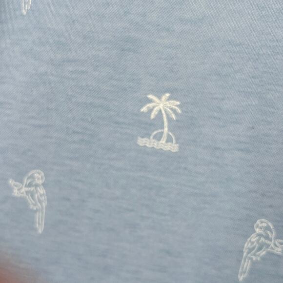 Travis Mathew Men’s Palm Tree Parrot Polo Shirt XL Blue Print Golf Casual Sporty - Picture 6 of 10
